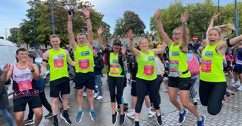 Hugh James neurolaw team at the Cardiff half marathon 2022 to support Headway