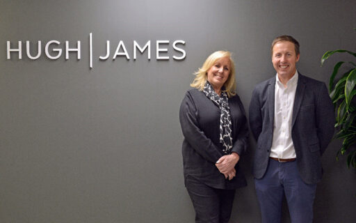 Nina Roland, founder of the Roland Partnership, with Stephen Webber, Head of individual client services and member of the board of management partners at Hugh James